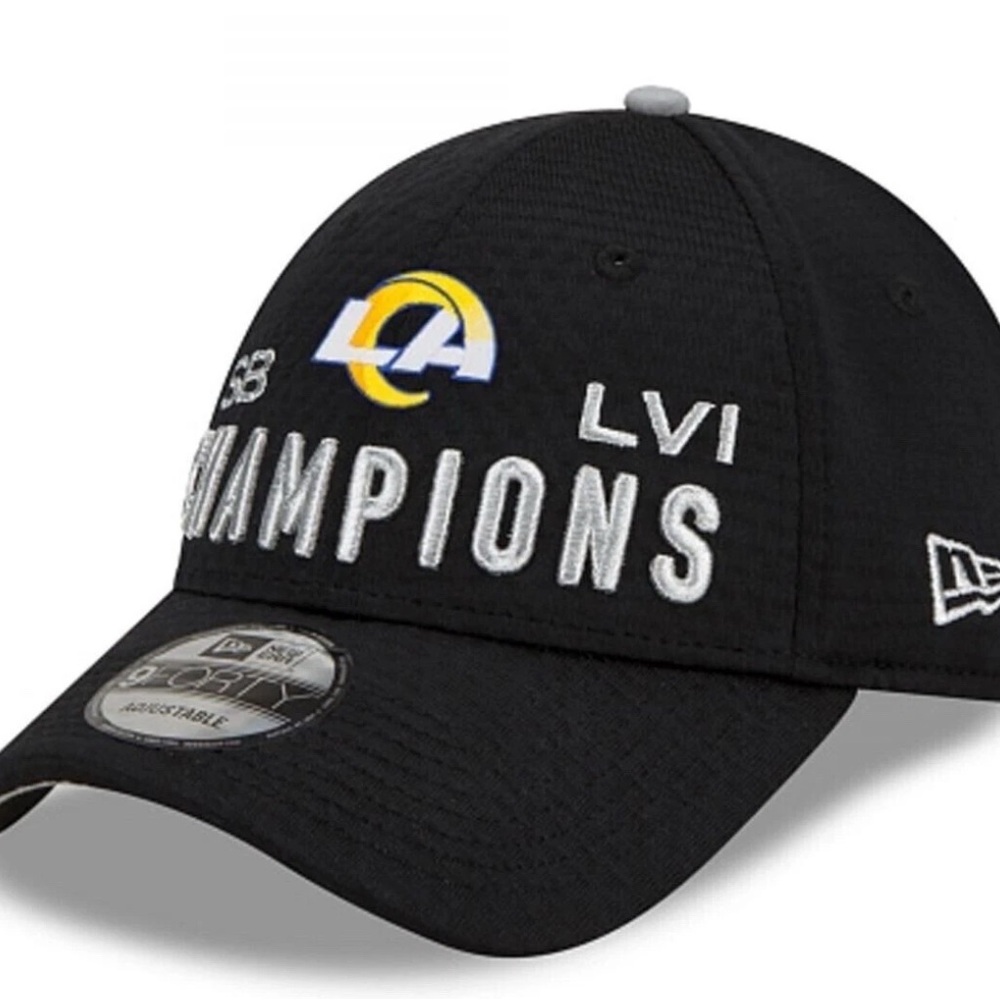 New Era Super Bowl LVI Champions Los Angeles Rams 9Forty Snapback Hat Cap Black